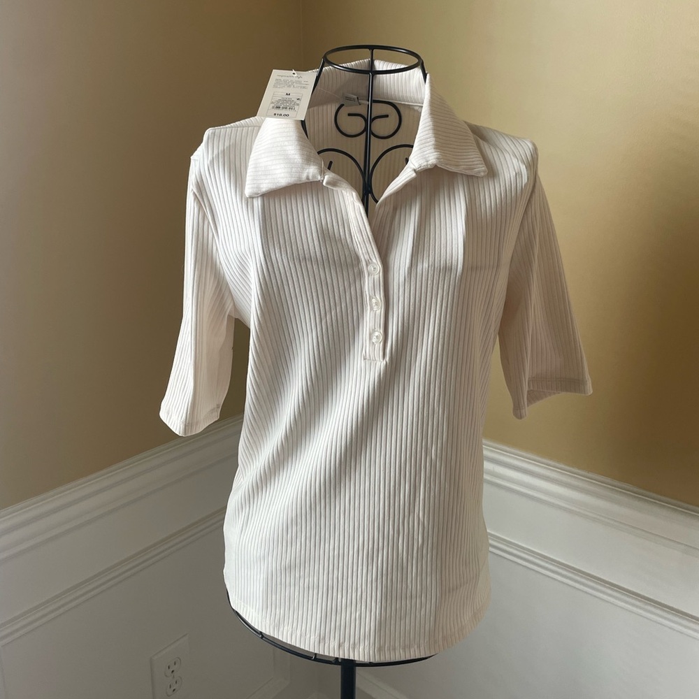 Elegant Cream Button-Up Women's Top